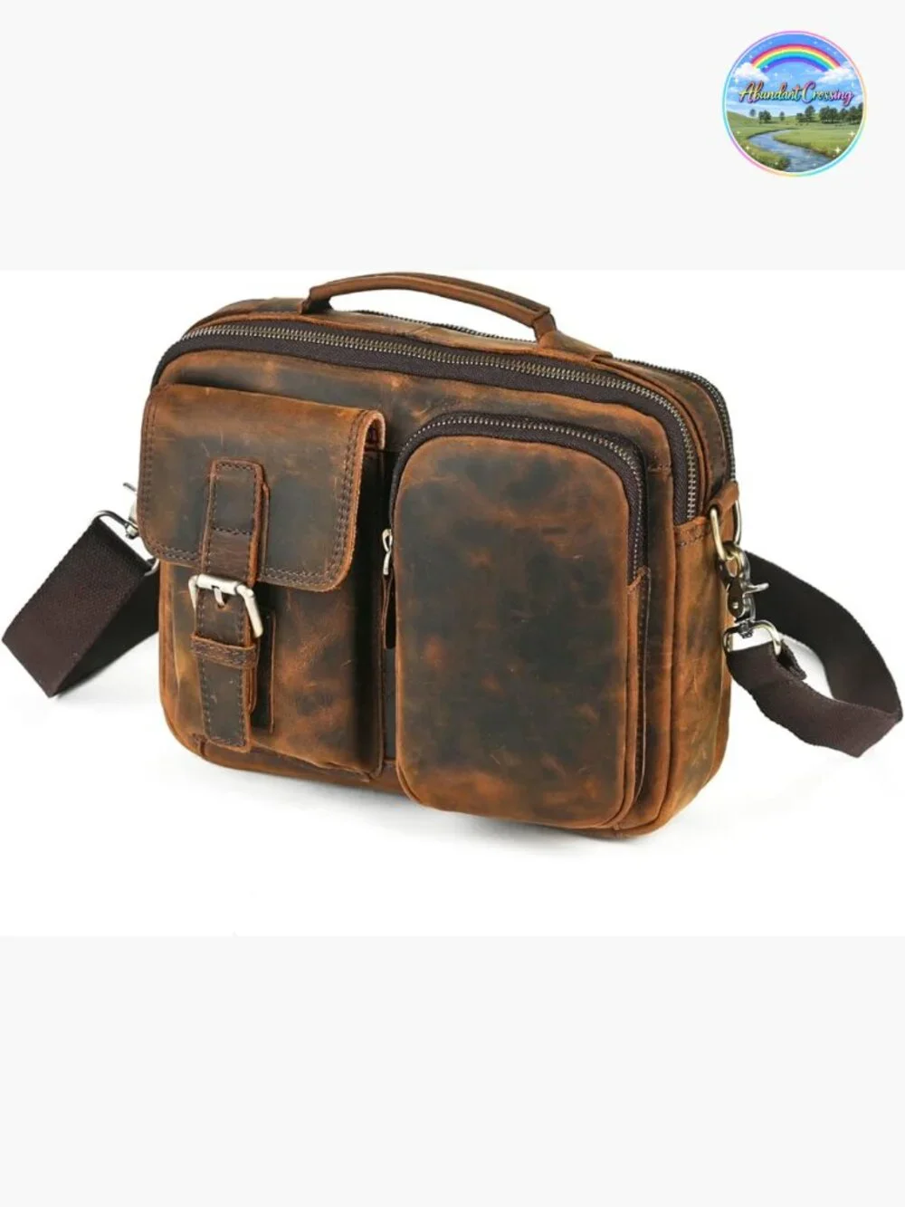 Genuine Leather Messenger Satchel Crossbody Bag for Men